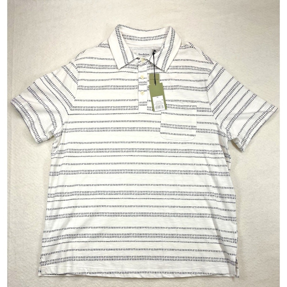 Goodfellow & Co XL white with dotted stripes shortsleeve mens shirt NWT